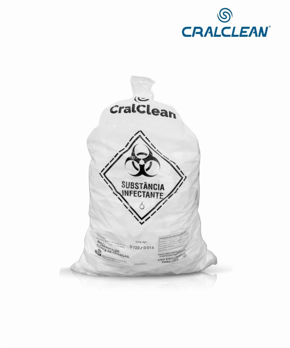 Saco para lixo hospitalar branco 50 litros